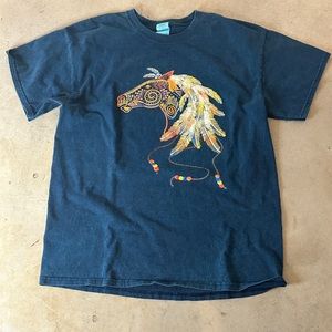 Y2K Native Inspired Horse Art Shirt Short Sleeve